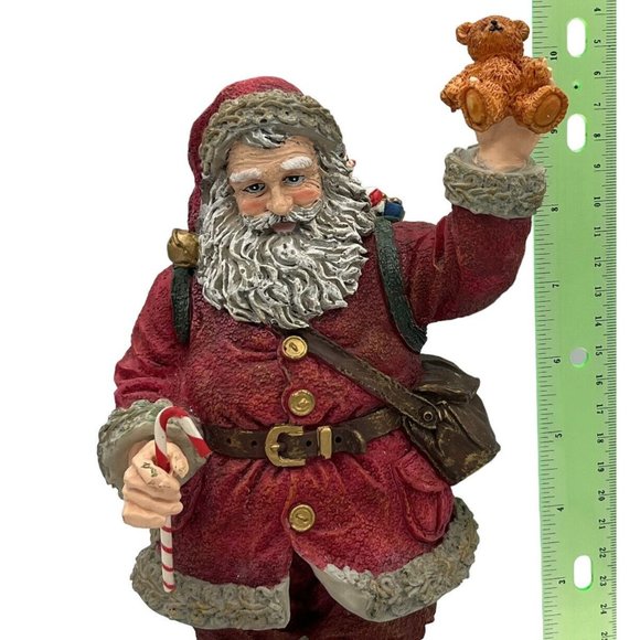 Christmas Santa Claus Resin Polystone Figure 10.5 Inches Tall with Bag of Toys & - Picture 8 of 9